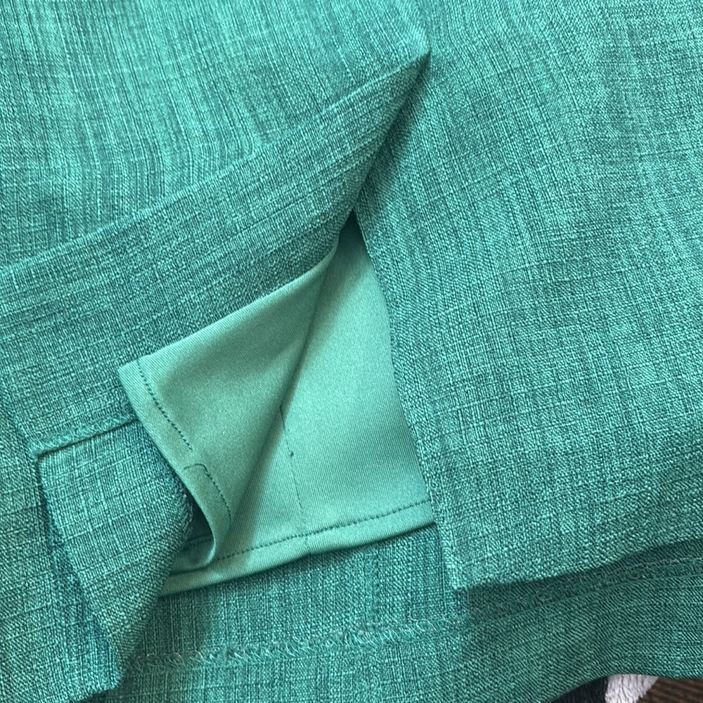 Ellen Tracy Elegant Green Sleeveless Belted Dress Size 10 - Picture 13 of 16